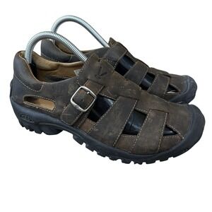 Keen Monterey Fisherman Sandals Mens 9 Brown Leather Waterproof Hiking Shoes